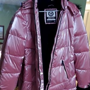 Justice pink coat with hood